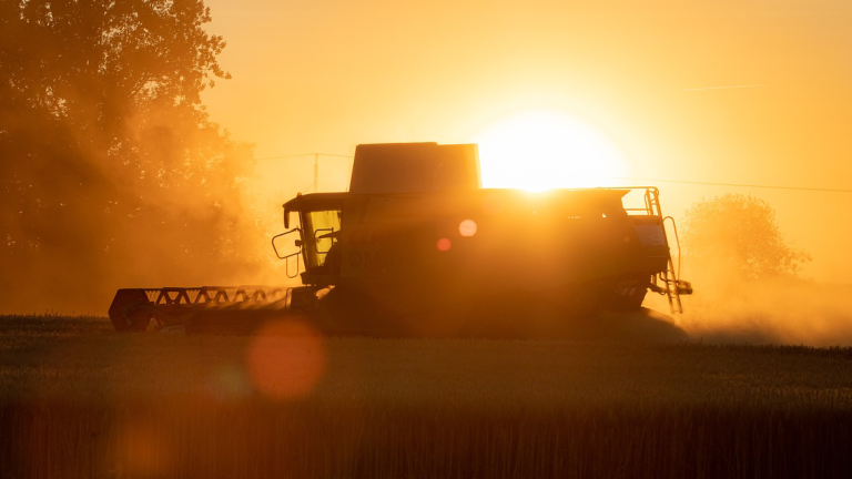 Combine at Sunset