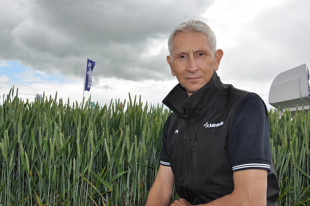 Jason Tatnell with winter wheat